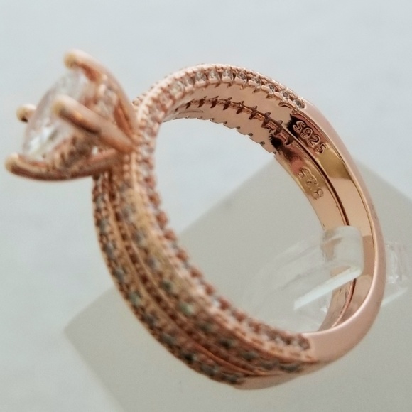 (2pcs) 1ct TW 18k Over Sterling Ring Set - Picture 6 of 8